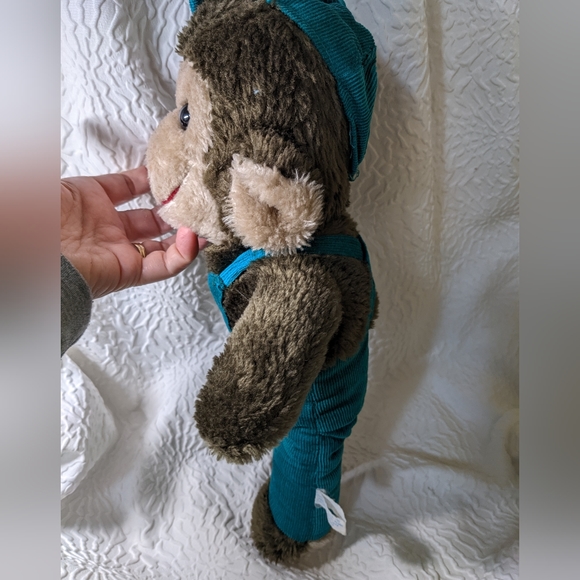 Vintage 90s Interpur Korea Teal Overalls Monkey Plush - Picture 3 of 5